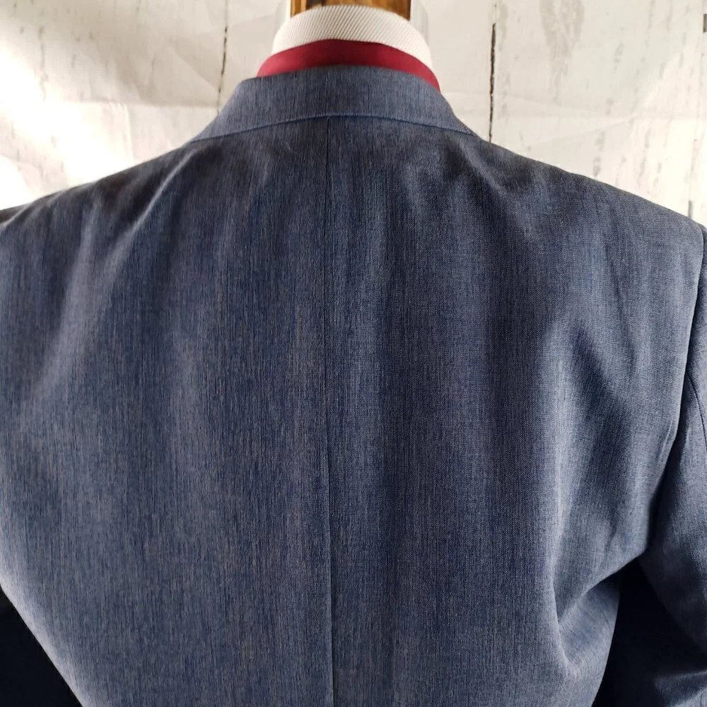 Chaps 44R 2 Button Blue Birdseye Suit Blazer Sport Coat